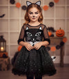 Neilyoshop Girls Cat Costume Kids Black Cat Dress Animals Costume Set For Halloween Dress up