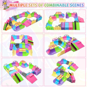 Momsiv Finger Skateboard Park Kit, 57Pcs Finger Skateboard Park Set With 6 Finger Skateboards For Kids 31 Ramps And 1*Bicycles, Large Finger Skateboard Park Training Gift Toy For Ages 6+