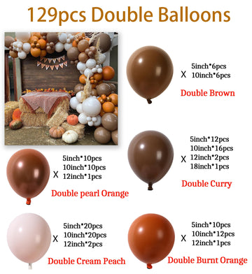 129Pcs Burnt Orange Balloons Terracotta Balloon Arch Kit Rust Balloons Fall Balloon Arch Kit Double Stuffed Cream Peach Balloon