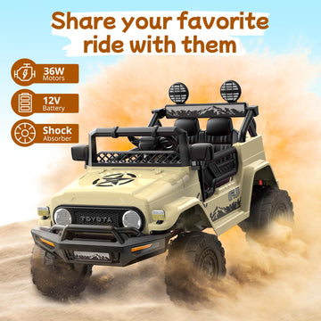 Powerwhale Kids Car Electric Car For Kids- Kids Jeep Remote Control Ride On Car For Toddlers 12V Ride On Toys Children'S Khaki
