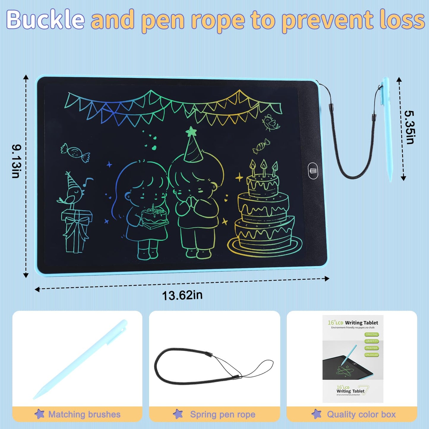 16 Inch Lcd Writing Tablet For Kids Adults,Colorful Drawing Pad Doodle Board School Supplies Toys For Girls Boys 3 4 5 6 7 8 Yea