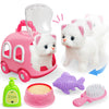 Smilesskiddo Walking Cat Toys For Girls - Electronic Meow Kitty With Animated Walking Wag Tail, Storage Cage And Accessories, In