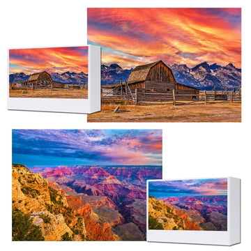 Wishdiam Jigsaw Puzzles For Adults,2 Pack 1000 Pieces Puzzles,Barn And Grand Teton National Park In Wyoming & Morning Light At Grand Canyon Arizona Usa, A Scenic Birthday Gift For Mom And Girl Friend