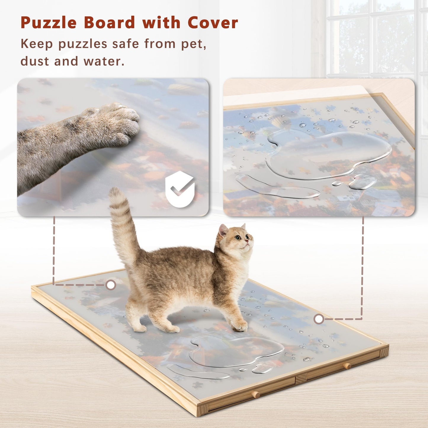 Becko Us 1000-Pc Tilting Puzzle Board With 4 Drawers & Cover, Adjustable Jigsaw Puzzle Table With Built-In Easel/Stand, Portable Boards With Puzzles Storage For Adults, With Premium Flannel Tabletop