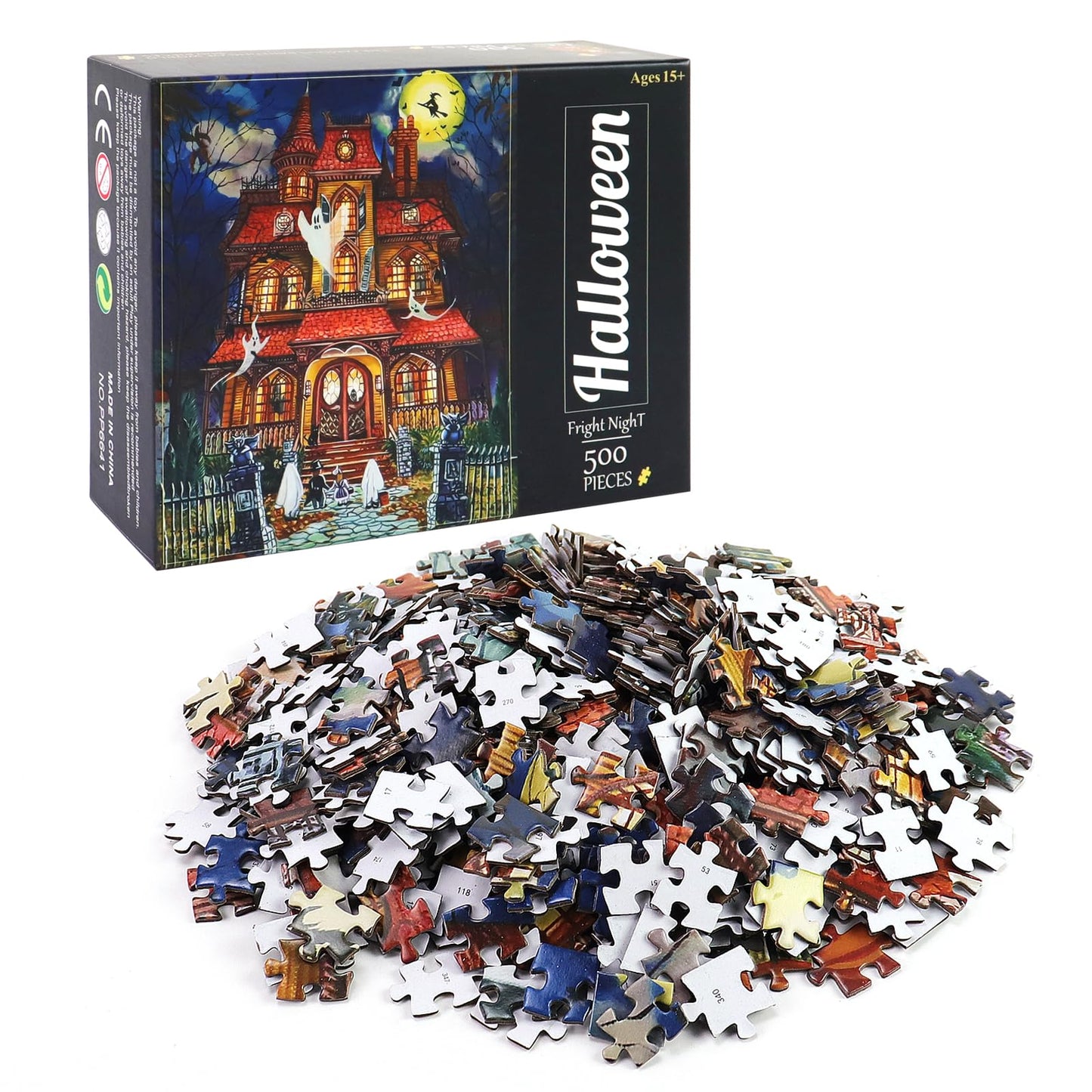 Halloween Fright Night 500 Pieces Jigsaw Puzzles For Adults, Halloween Decoration For Family Party Holiday