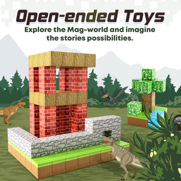 Magnetic Blocks-Build Mine Magnet World Edition, Magnetic Toys For Boys & Girls Age 3-4 4-5 6-8,Stem Montessori Sensory Toys For Toddlers Gifts For 3+ Years Old,48Pcs Fidget 1' Cubes Construction Toys