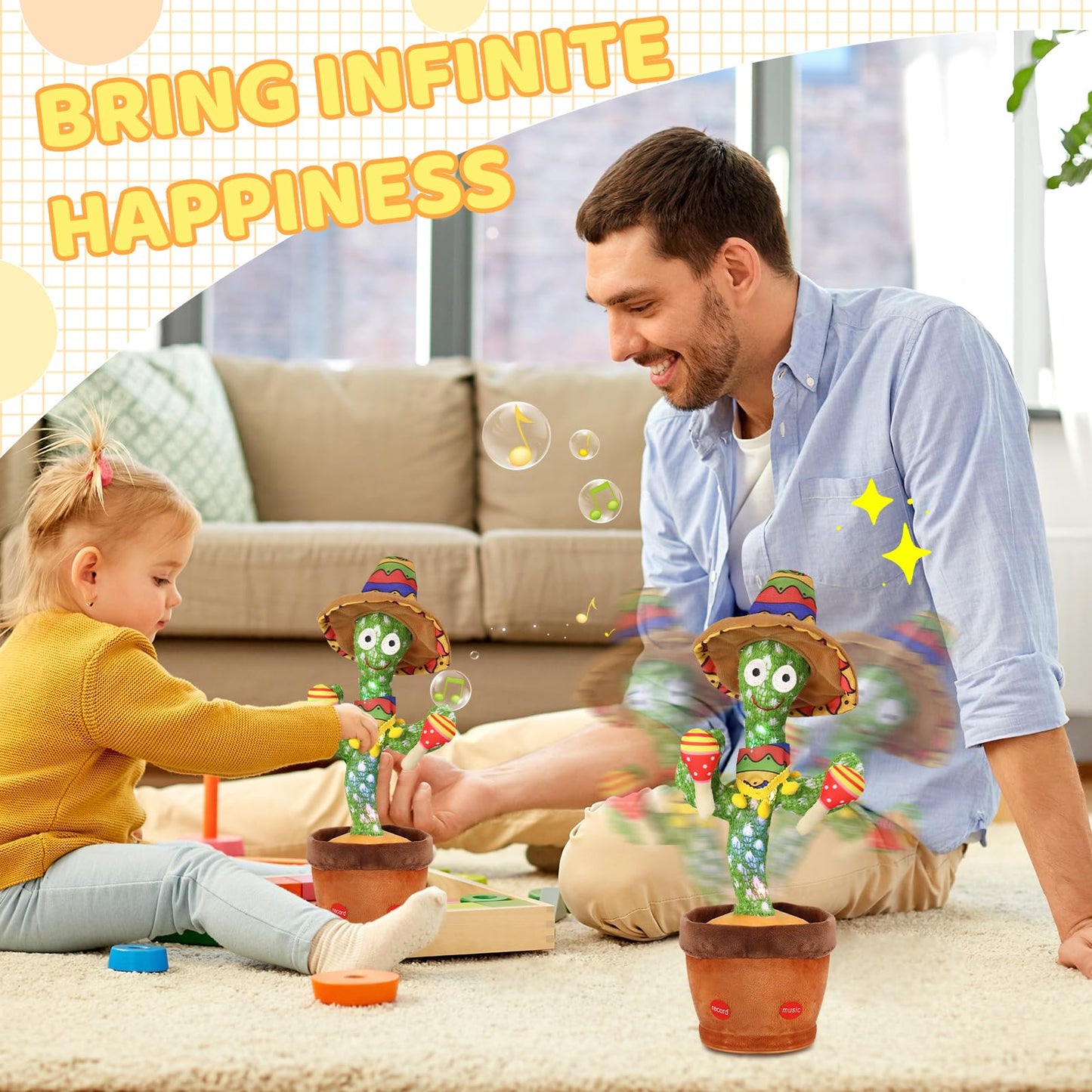 Emoin Talking Cactus Toys Wiggle Dancing Cactus Repeat What You Say Singing Mimicking Cactus Plush Toy With Light Up Electric Sh