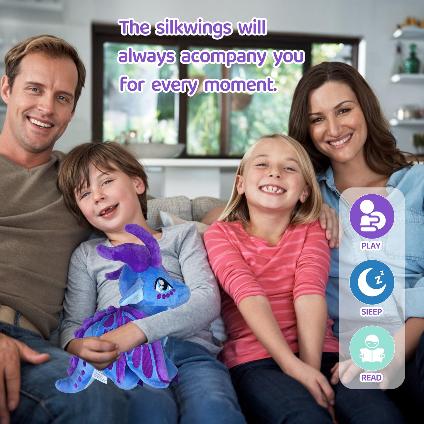 Wings Dragon Plush Stuffed Animal Plushies Toy Kawaii Dragon Decor Merch Present For Kids Boys Girls For Aged 3+ (Purple)