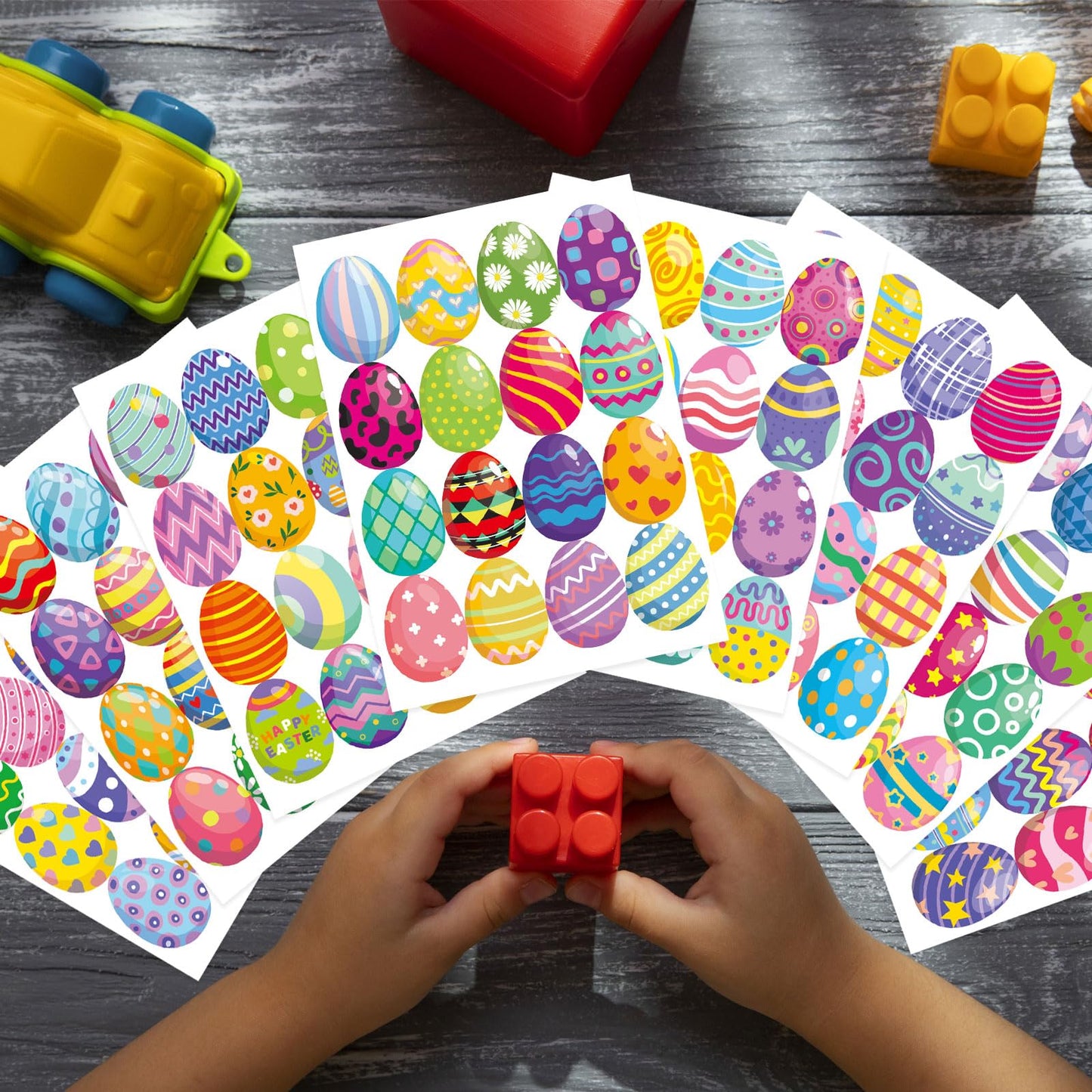 Dujaa 384 Pcs Easter Stickers, Easter Egg Stickers For Kids - Easter Treats For Kids Envelop Seals Easter Basket Stuffers Easter