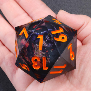 Mini Planet 50Mm Giant D20 Liquid Core Eyeball Polyhedral Mtg Table Games Aqua Dice E20-Led Black Cat