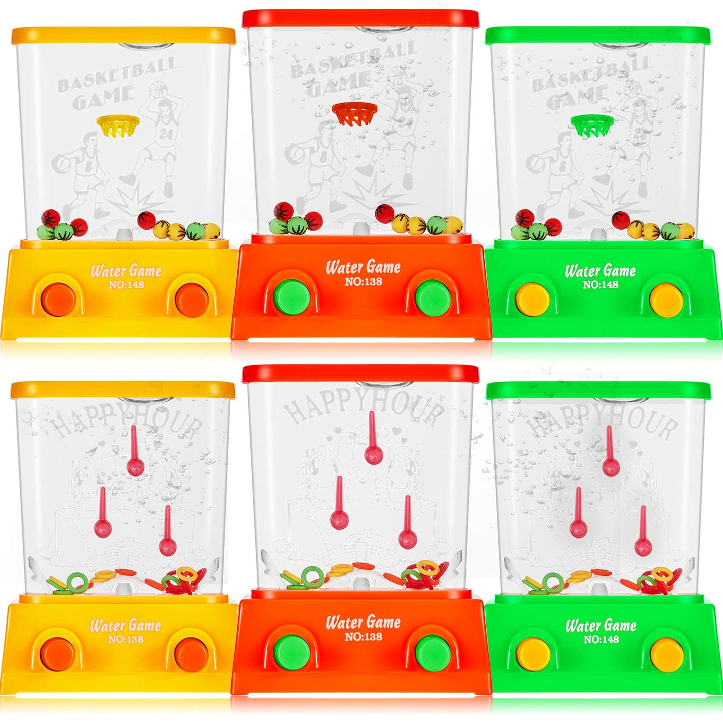 Sumind 6 Pieces Handheld Water Game Miniature Aqua With Fish Basketball Ring Toss Handheld Toys New Year Fun Gifts Travel Games For Kids & Adults(Classic Style)