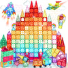 Paaxido Magnetic Tiles, 130PCS Magnetic Blocks Set with 2 Cars, 4D Diamond Magnet Building Blocks, STEM Preschool Educational Ma