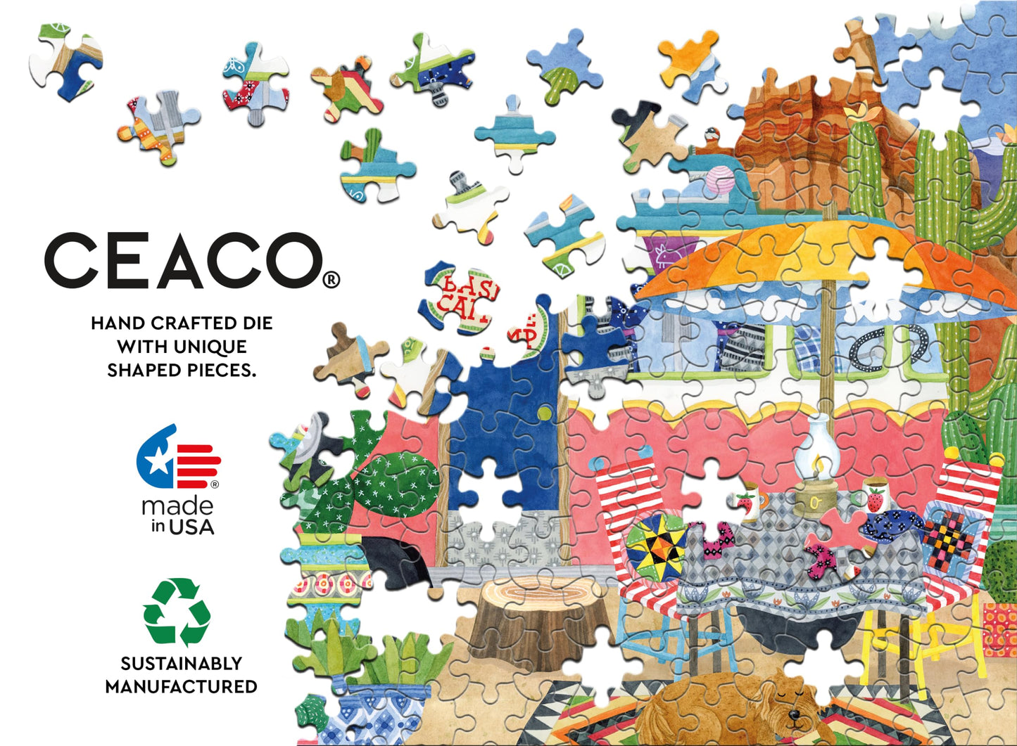 Ceaco - Happy Camper - Cactus Camp-Out - 300 Oversized Piece Jigsaw Puzzle