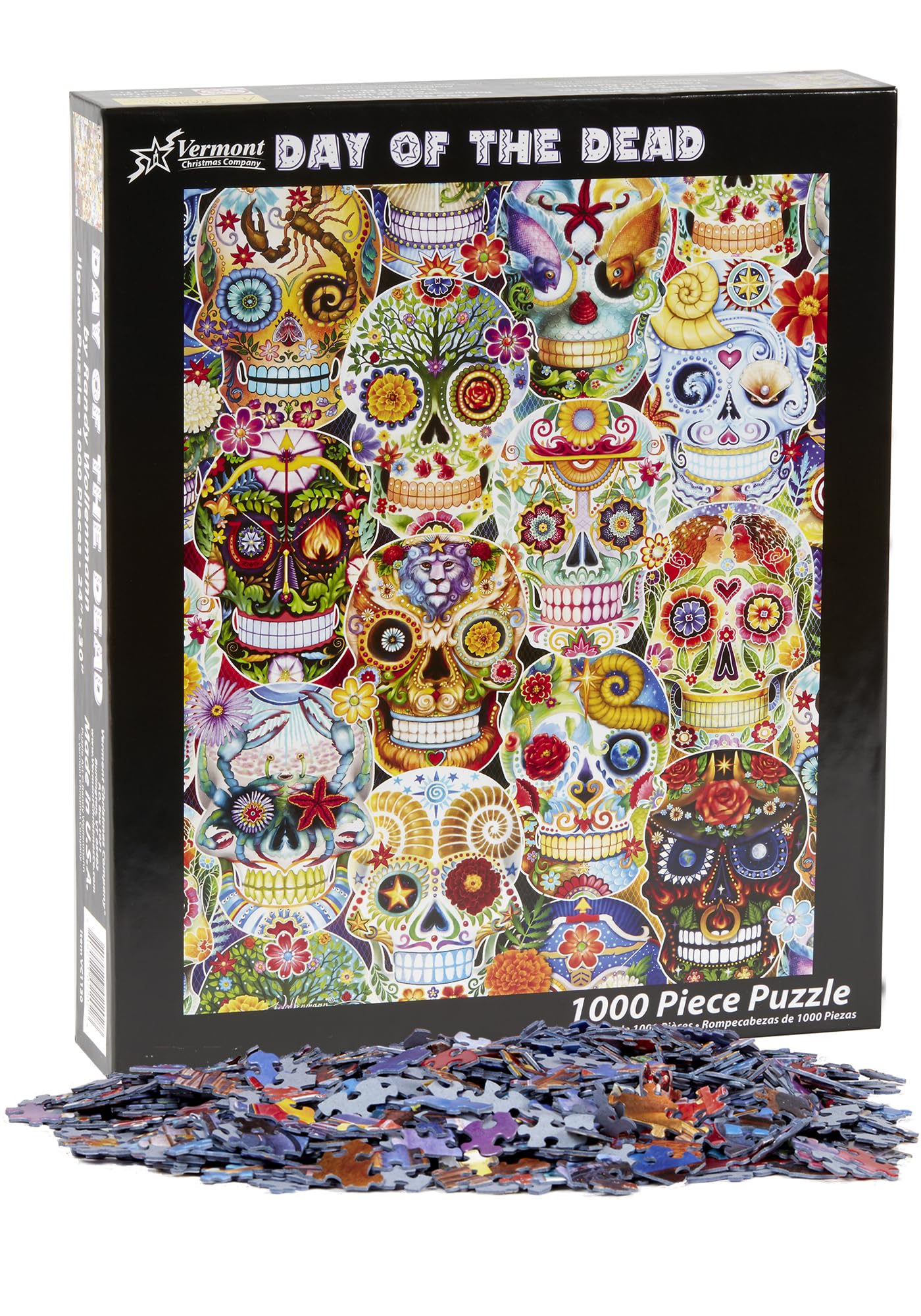 Day Of The Dead (Sugar Skulls) Jigsaw Puzzle 1000 Piece - 30' X 24' Puzzle For Adults With Large & Randomly Shaped Pieces - A Vcc Original Puzzle