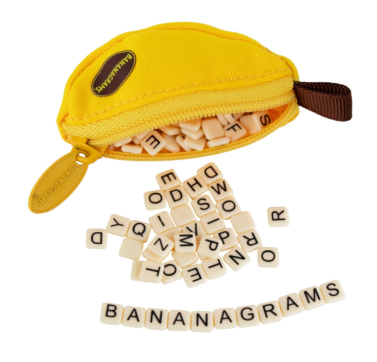 World's Smallest Bananagrams - Miniature Family Word Game, Yellow - Includes 1 Banana Pouch & 144 Tiles, Model 5300, Ages 8+