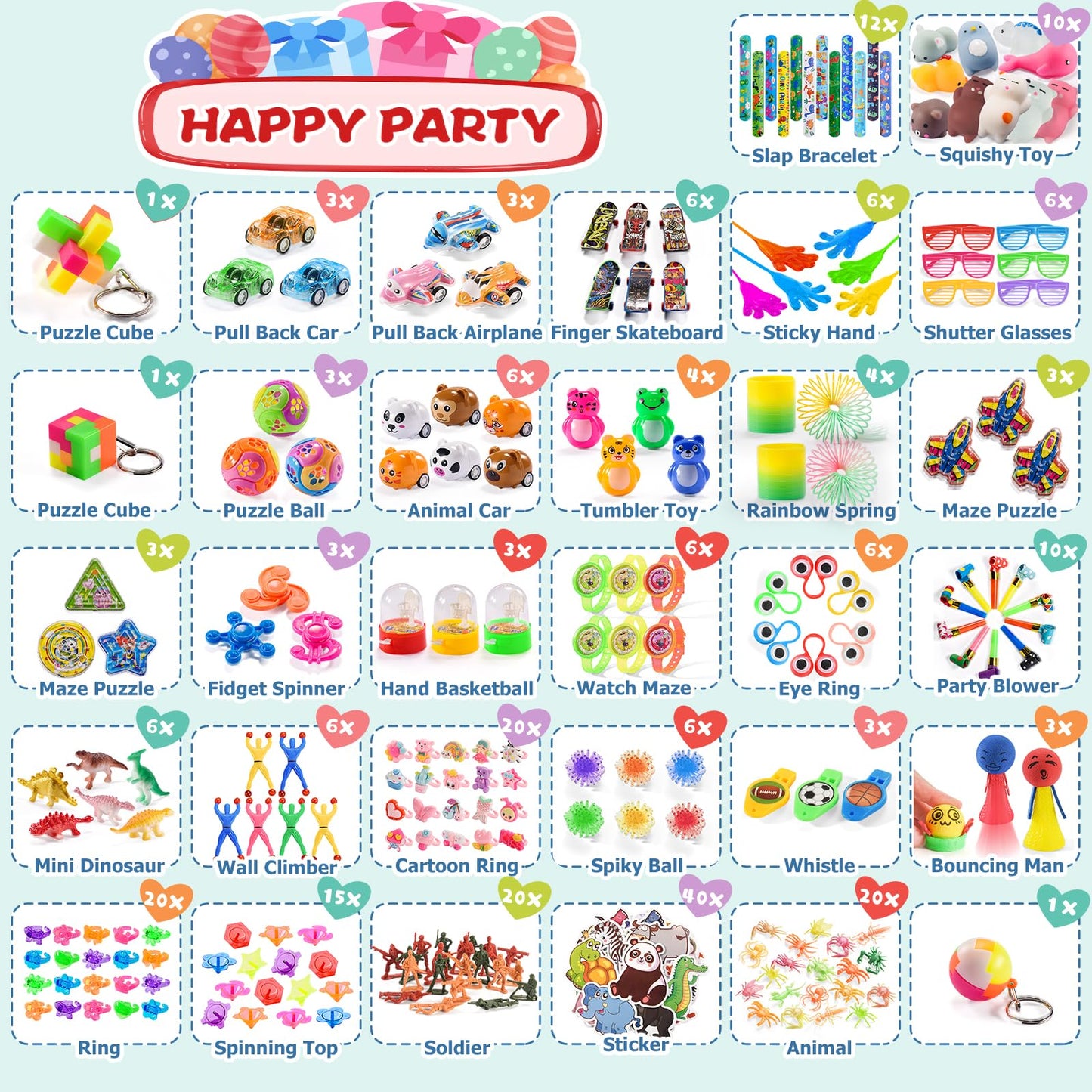 300 Pcs Party Favor For Kids Goodie Bags Stuffers, Prize Box Toys For Kids Classroom Bulk, Small Fidget Toys Pinata Fillers, Tre