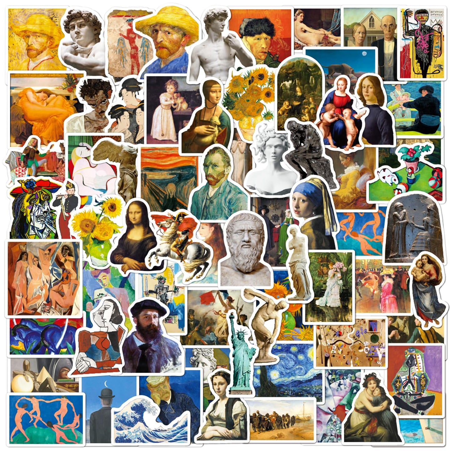 Retro Famous Art Painting Stickers Pack, 100 Pcs Vinyl Waterproof Vincent Van Gogh Oil Painting Style Stickers For Laptop Phone