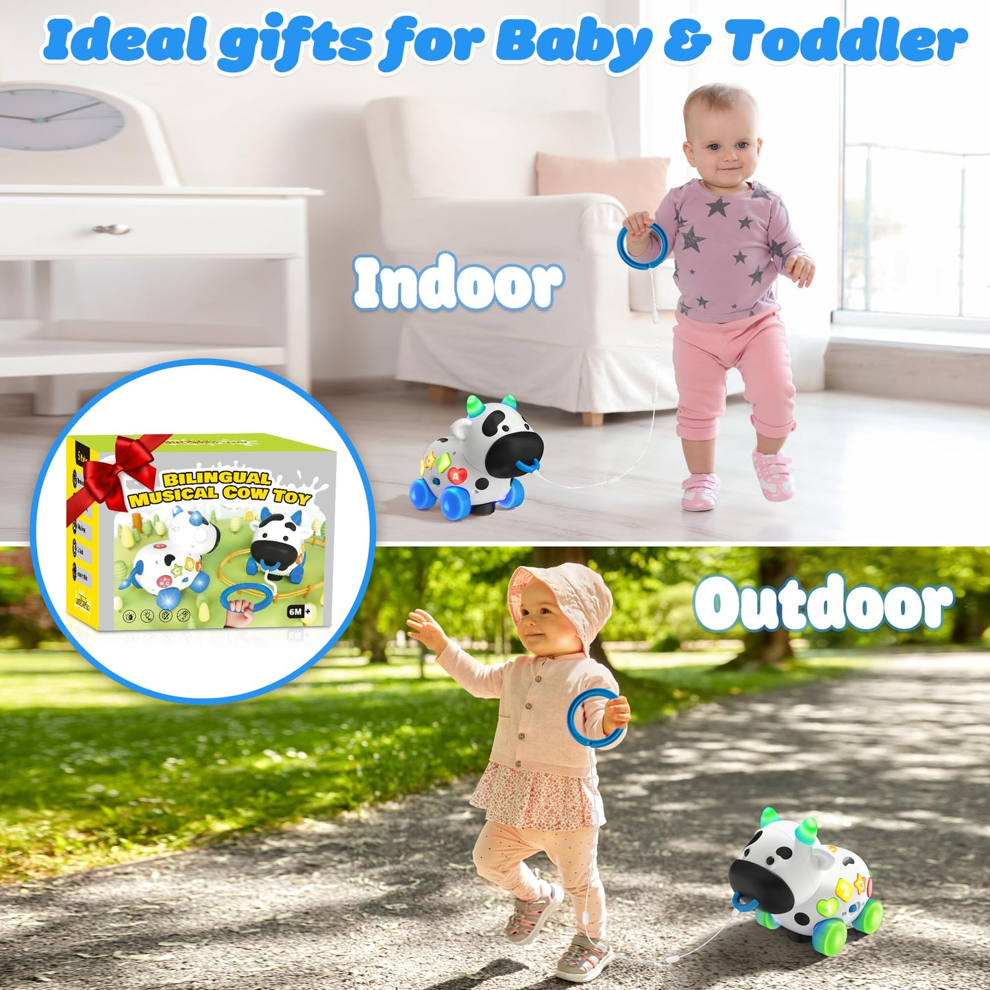 Baby Toys 6-12-18 Months, Musical Cow Toy 1 Year Old Boy Girl Birthday Gifts, Bilingual Educational Learning Toddler Toys For 1