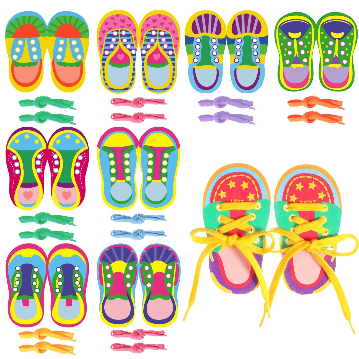 Capoda 9 Sets Lacing Cards Shoes Educational Threading Toy for Wooden Lacing Card Toys with Colorful Threads for Develop Imagina