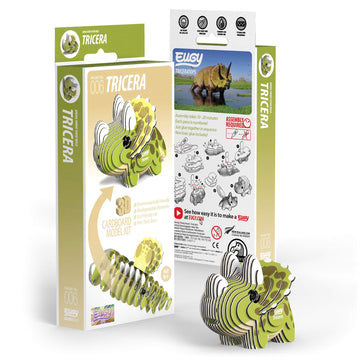 Eugy Triceratops Dinosaur 3D Puzzle, 25 Piece Eco-Friendly Educational Toy Puzzles For Boys, Girls & Kids Ages 6+