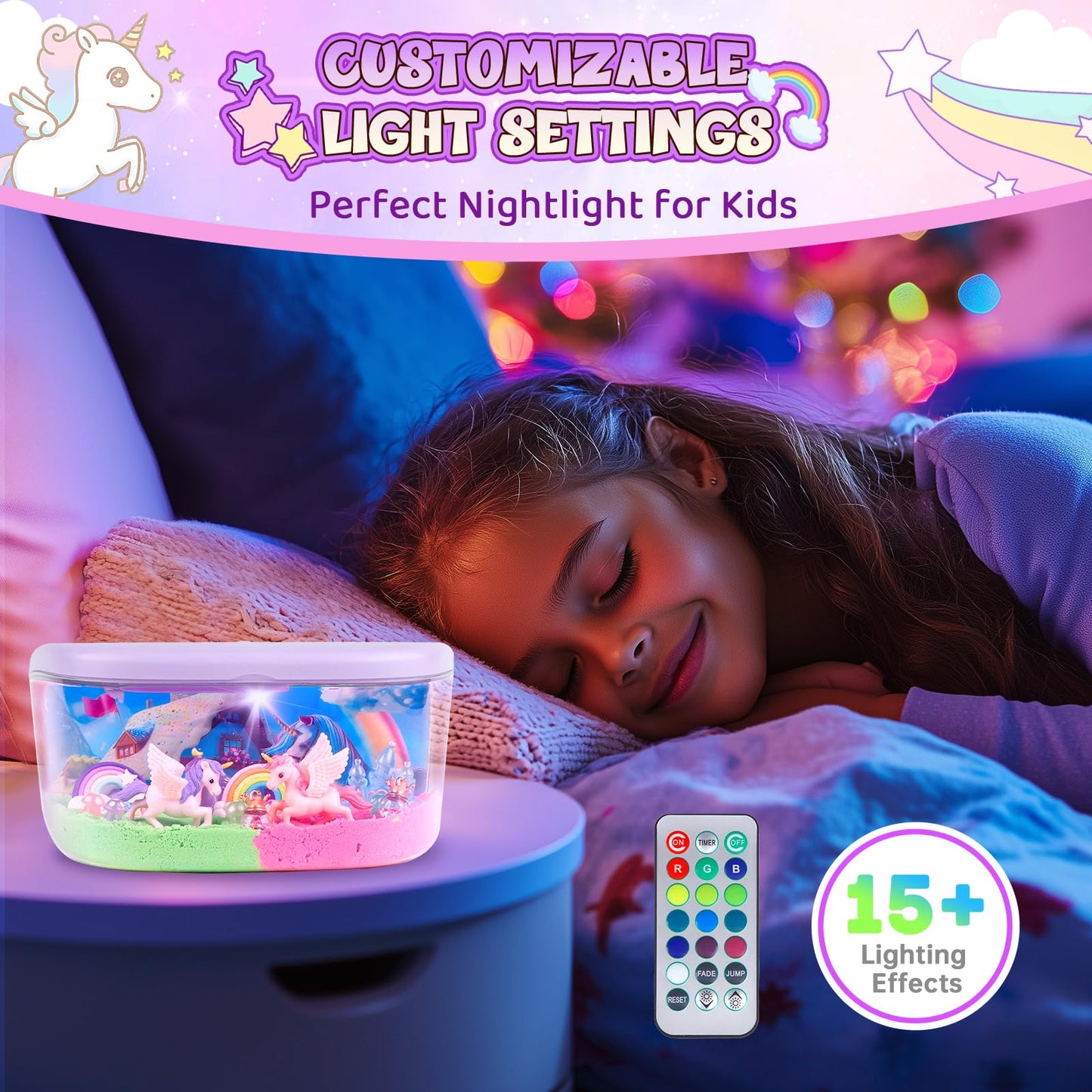 Tacopet Unicorn Terrarium Kit Gifts For Kids - Diy Night Light Up With Remote - Unicorn Toys For Girls Ages 4 5 6 7 8 9 10 11 12