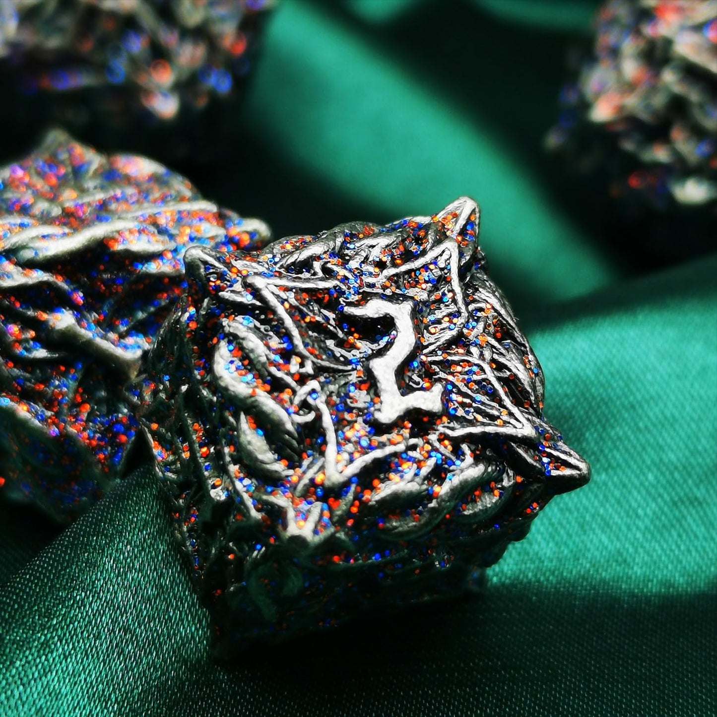 Mjdiceok Metal Dnd Flash Magic Vine Leaf Dice Set 7 Pcs Polyhedral D&D Dice Set Apply To Dunfgeons And Dragons Gift Role Playing
