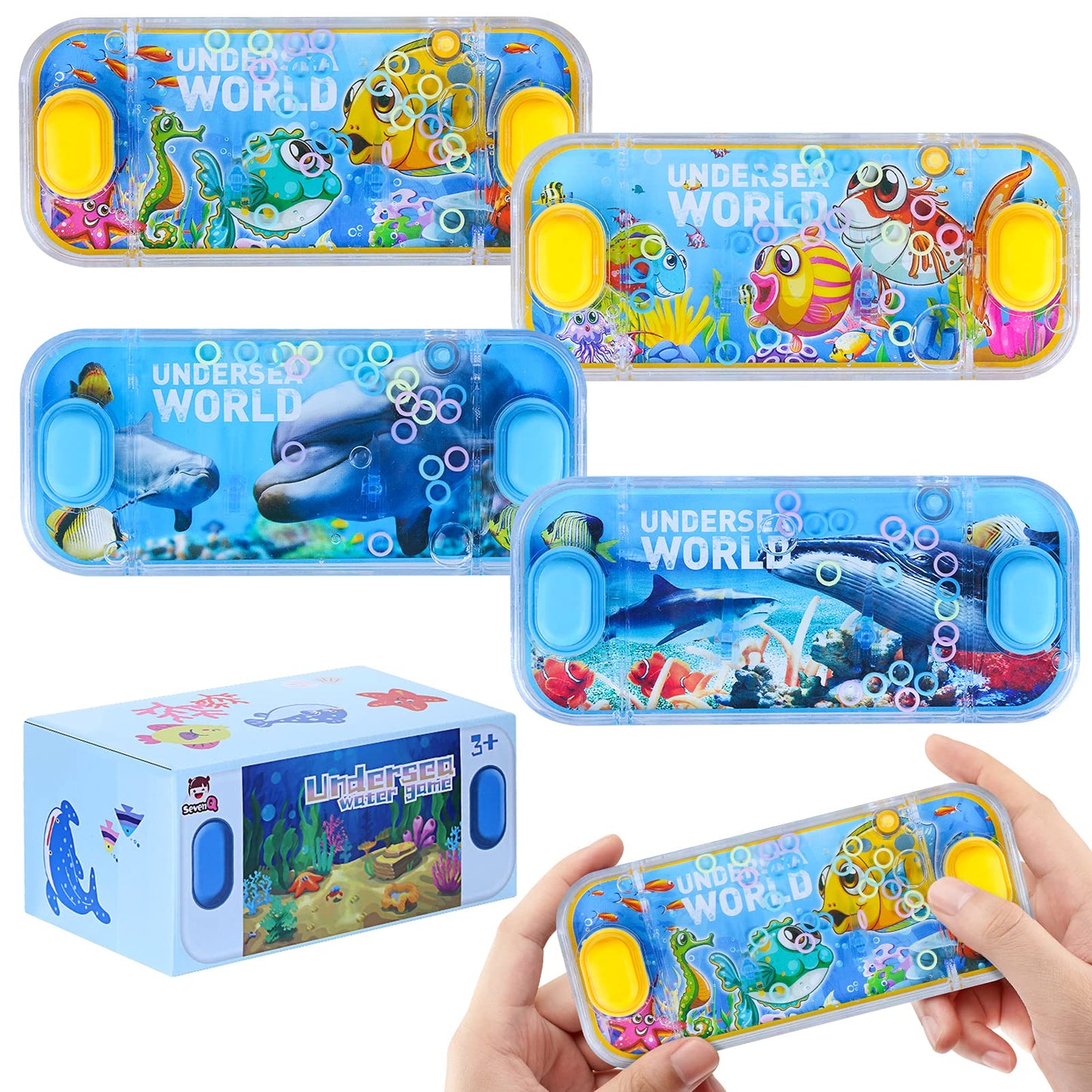 Sevenq Handheld Water Games, 4 Packs Ocean Theme Water Toss Ring Game Aqua Toy Water Ring Game For Kids Stocking Stuffers