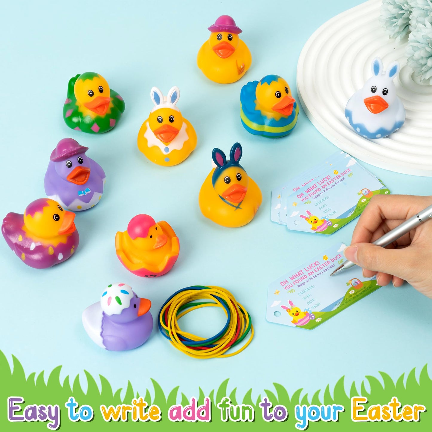 H1Vojoxo Easter Rubber Ducks For Cruise - 60Pcs Assorted Bunny Rubber Duckies For Kids Pool Bath Toy Bag Fillers Gifts Cruise Du