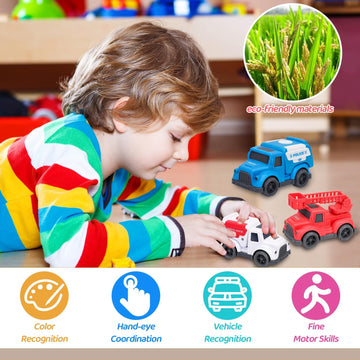 Toddler Toy Cars for 1 2 3 Year Old Boy, 3 in 1 Police Car Firetruck Toys and Ambulance for Toddlers, BPA Free, Phthalates Free,