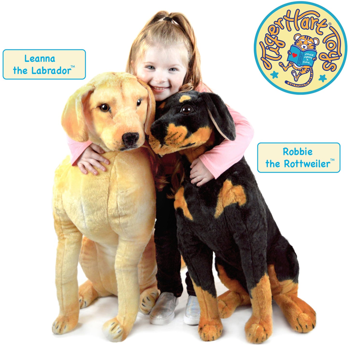 TigerHart Plush Rottweiler Stuffed Animal - 26" Tall, White Polyester Dog