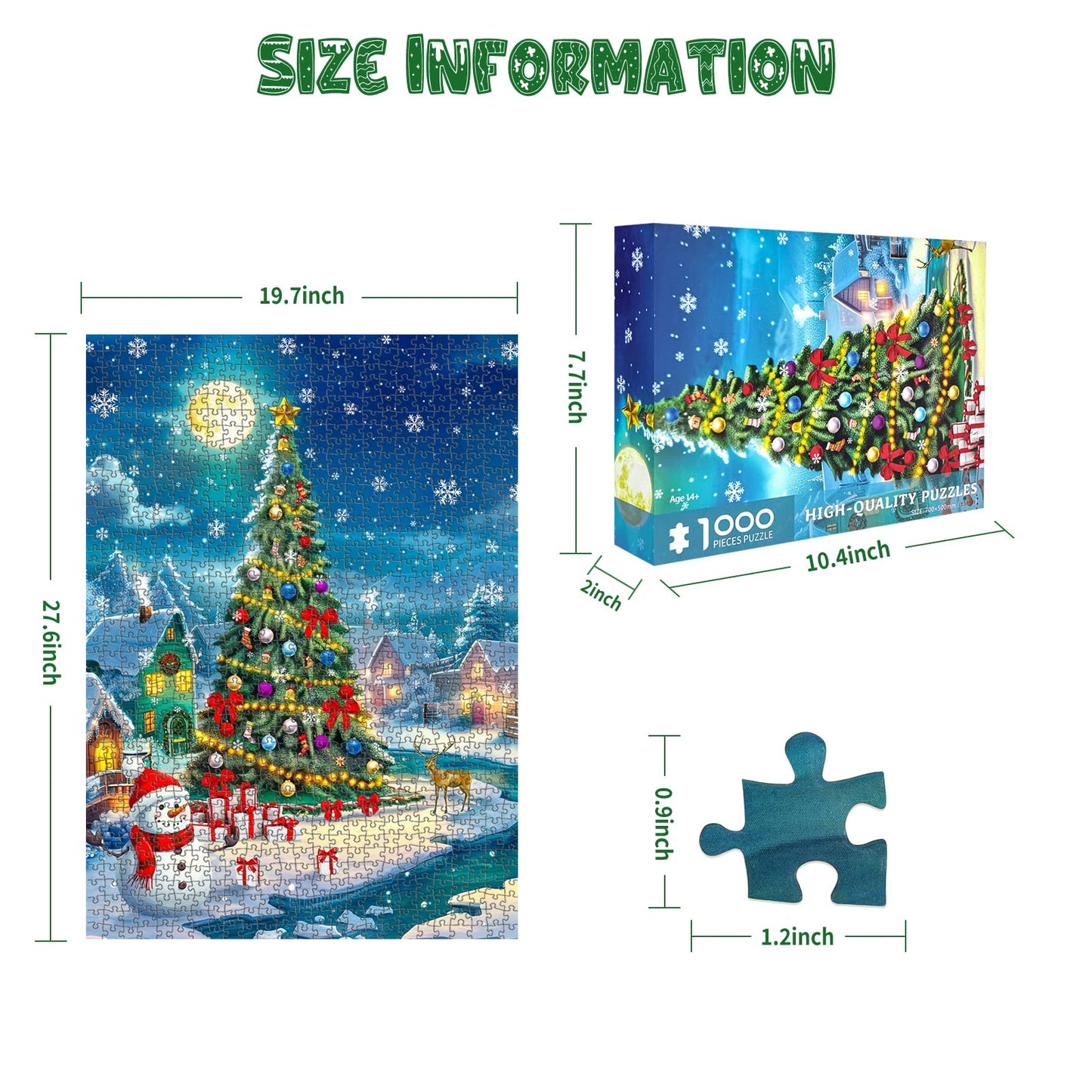 1000 Piece Puzzle For Adults Christmas Snowscape Christmas Puzzle, Snowing Village Scene Christmas Puzzles 1000 Pieces, Christmas Puzzles For Adults Christmas Jigsaw Puzzle Christmas Vacation Puzzle