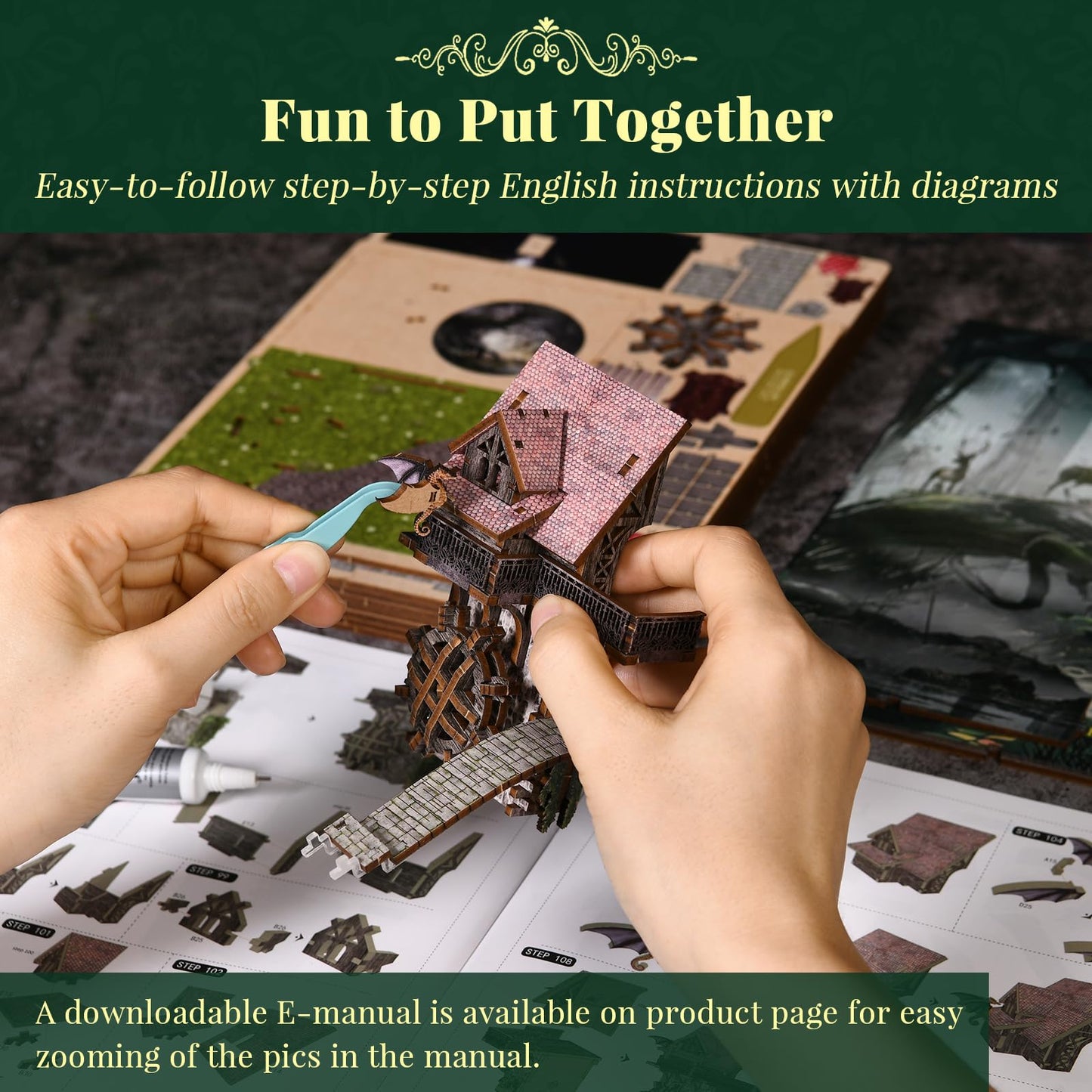 Minicity Book Nook Kit, 3D Wooden Puzzle Dollhouse Booknook, Gifts For Family, Lover (Down The Rabbit-Hole Alice In Wonderland)