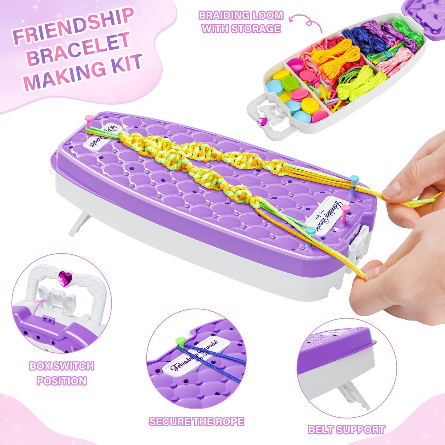 Dpai Friendship Bracelet Making Kit For Girls,Diy Arts And Crafts Toys,Jewelry String Maker Kit,The Best Birthday Gifts Ideas For Girls 6 7 8 9 10 11 12+ Years Old(Purple)