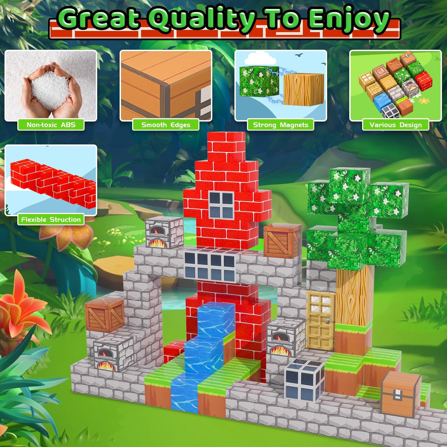 Large Magnetic Blocks - 100Pcs Magnetic Toy Set, 1'' Stem Montessori Sensory Toys For 3+ Year Old Boys & Girls, Creative Constru