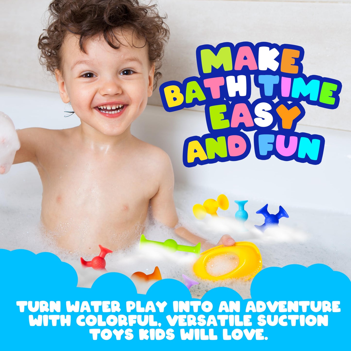 Acme Co 50 Pcs Baby Suction Toys - Fun Baby Bath Toys, Squigz, Bath Toys For Toddlers, Educational Toddler Sensory Toys, Interactive Play Of Building Toys, Montessori Toys Stocking Stuffers For Kids