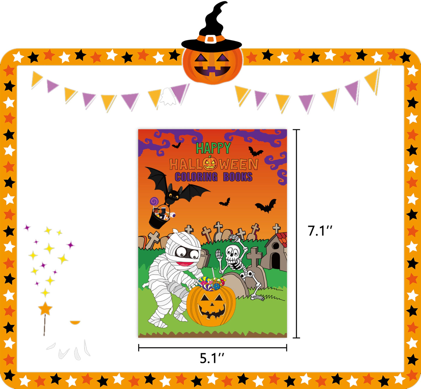 90shine 60PCS Halloween Coloring Books Party Favors for Kids - Hallowmas Trick or Treat Goodie Bag Stuffer Fillers Gifts Fun Act