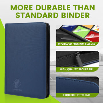9 Pocket Card Binder enhanced Ringless Trading Card Binder 360 Side Loading Pocket PU Card Collection Binder Sturdy Collectible Card Albums Card Folder for MTG TCG Sports Cards Game Cards-Blue