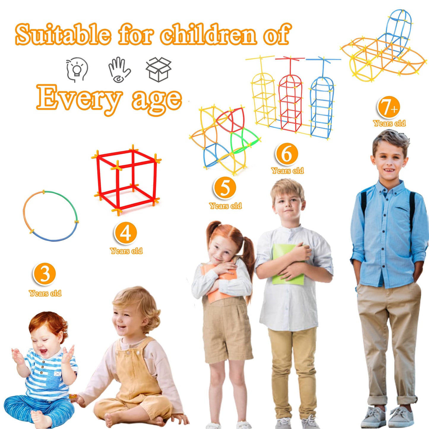 RAINBOW TOYFROG Straw Constructor Toys - 300 Pcs STEM Building Set, Multicolor, Plastic, Model 839-1 - Fun Engineering Kit for Kids