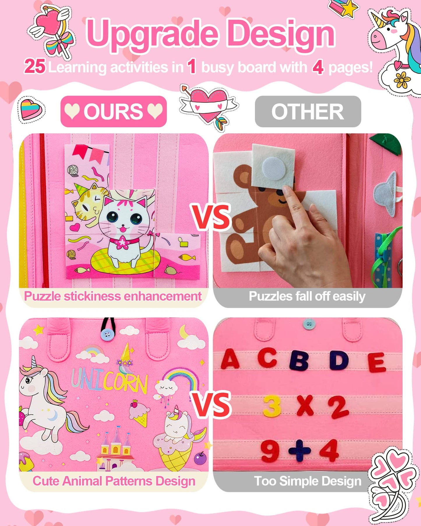 Exorany Busy Board Montessori Toys For 1 2 3 4 Year Old Girls & Boys Birthday Gifts, Sensory Toys For Toddlers 1-3, Educational Travel Toys, Preschool Activities For Learning Fine Motor Skills