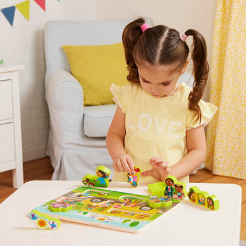 B. Toys- Peek & Explore 2-Pack - Outer Space & School Bus- Chunky Puzzle Pack – Puzzles For Toddlers, Kids- 8 Pieces Each – 2 Years +