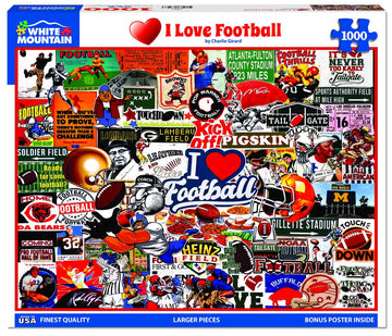 White Mountain - I Love Football, 1000 Piece Jigsaw Puzzle, Football Puzzle, Nfl