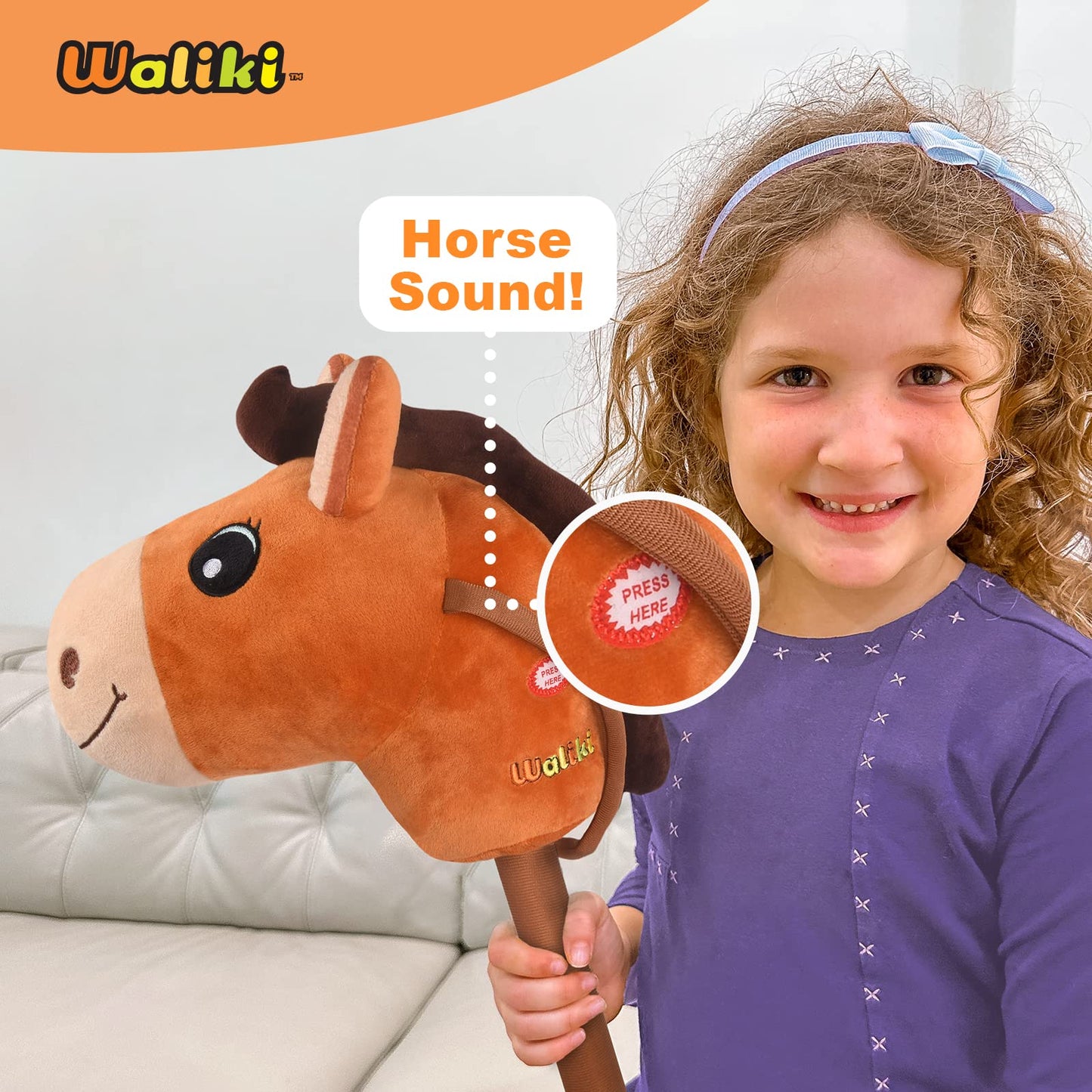 Waliki Stick Horse For Boys & Girls | Pretend Play Cowboy & Cowgirl Toy For Kids Ages 3-6 | Fun Active Toddler Toy (Caramel)