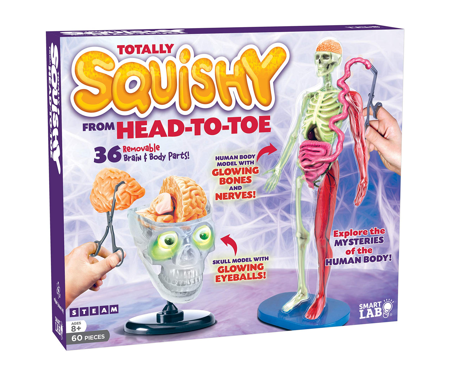 SmartLab Toys Totally Squishy from Head-to-Toe - 60 Pieces - 36 Removable Parts - 12 Human Body Model & Stand - 24-Page Illustra