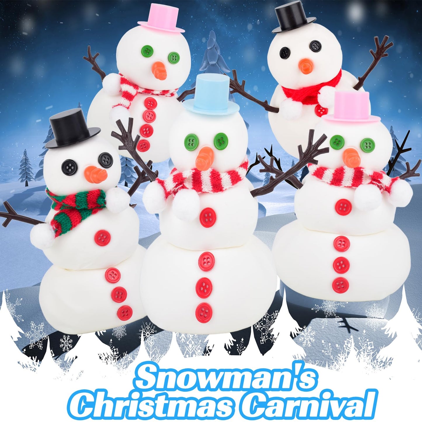Mermaidslime 12 Pack Build A Snowman Kit, Snowman Slime Crafts For Kids, Scented Butter Slime Diy Kit, Party Favor For Girls And