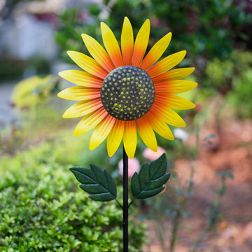 Venniy Yard Wind Spinner Outdoor,Garden Wind Spinners & Wind Sculptures,Sunflower Windmills Lawn Decor,Metal Flower Garden Pinwh