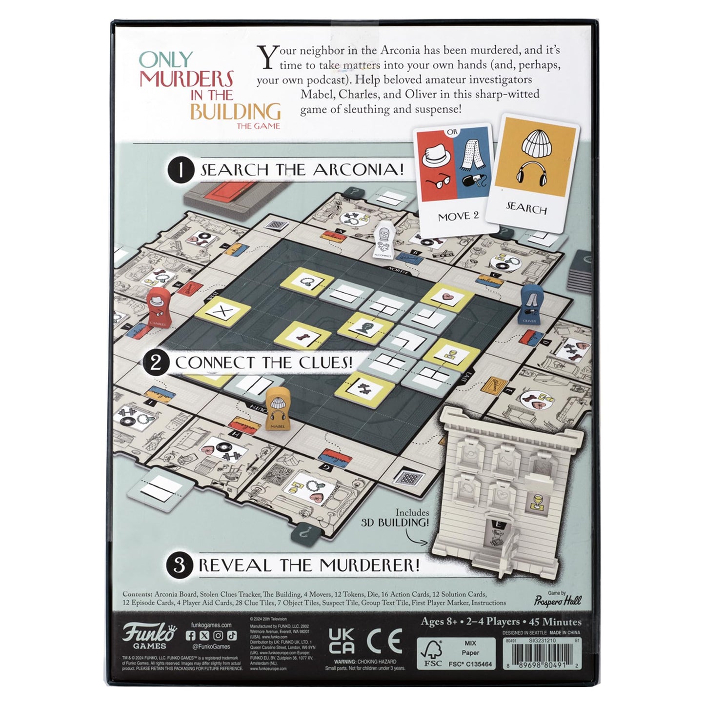FUNKO GAMES Only Murders in The Building Multicolor Board Game - Fun Detective Party Game for Fans and Families