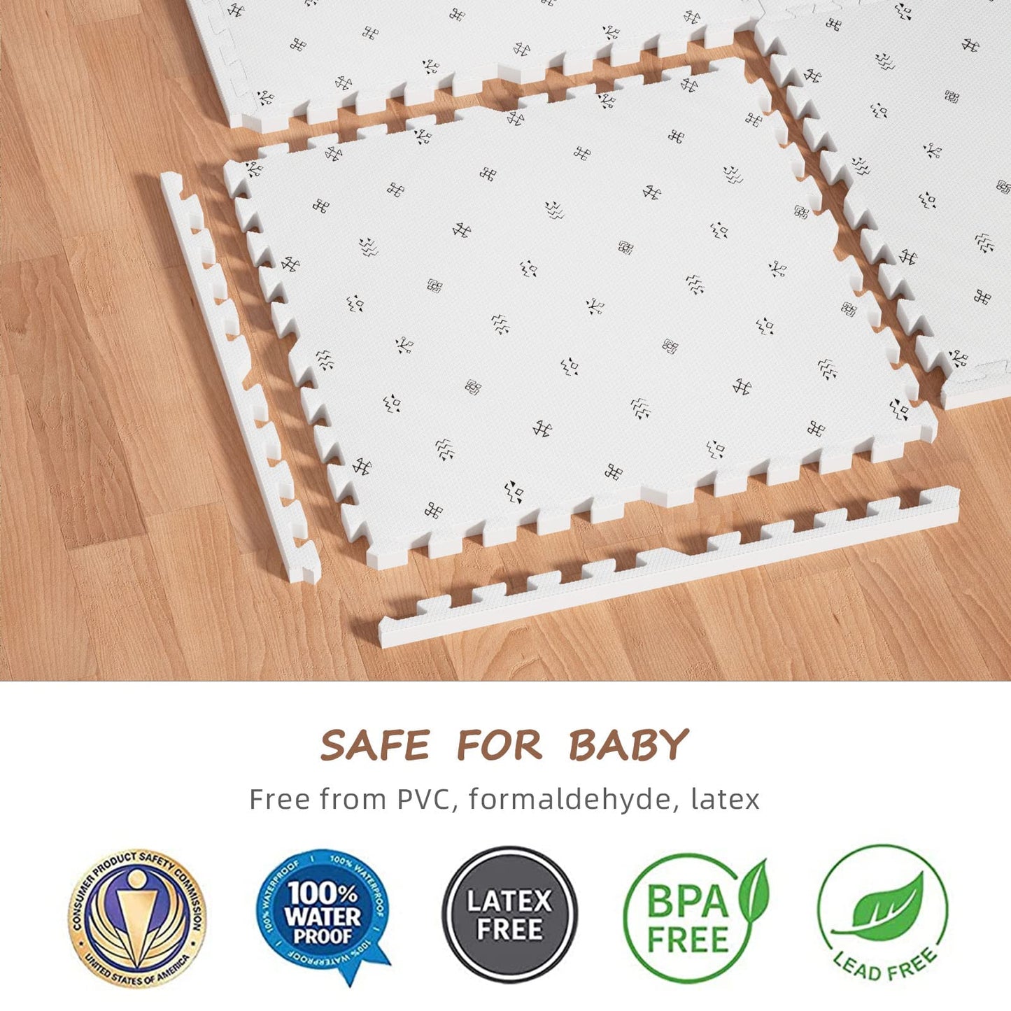 Tcbunny 16 Interlocking Tiles And Edges Baby Play Mat For Kids & Toddlers (Bohemia Handmade Pattern)