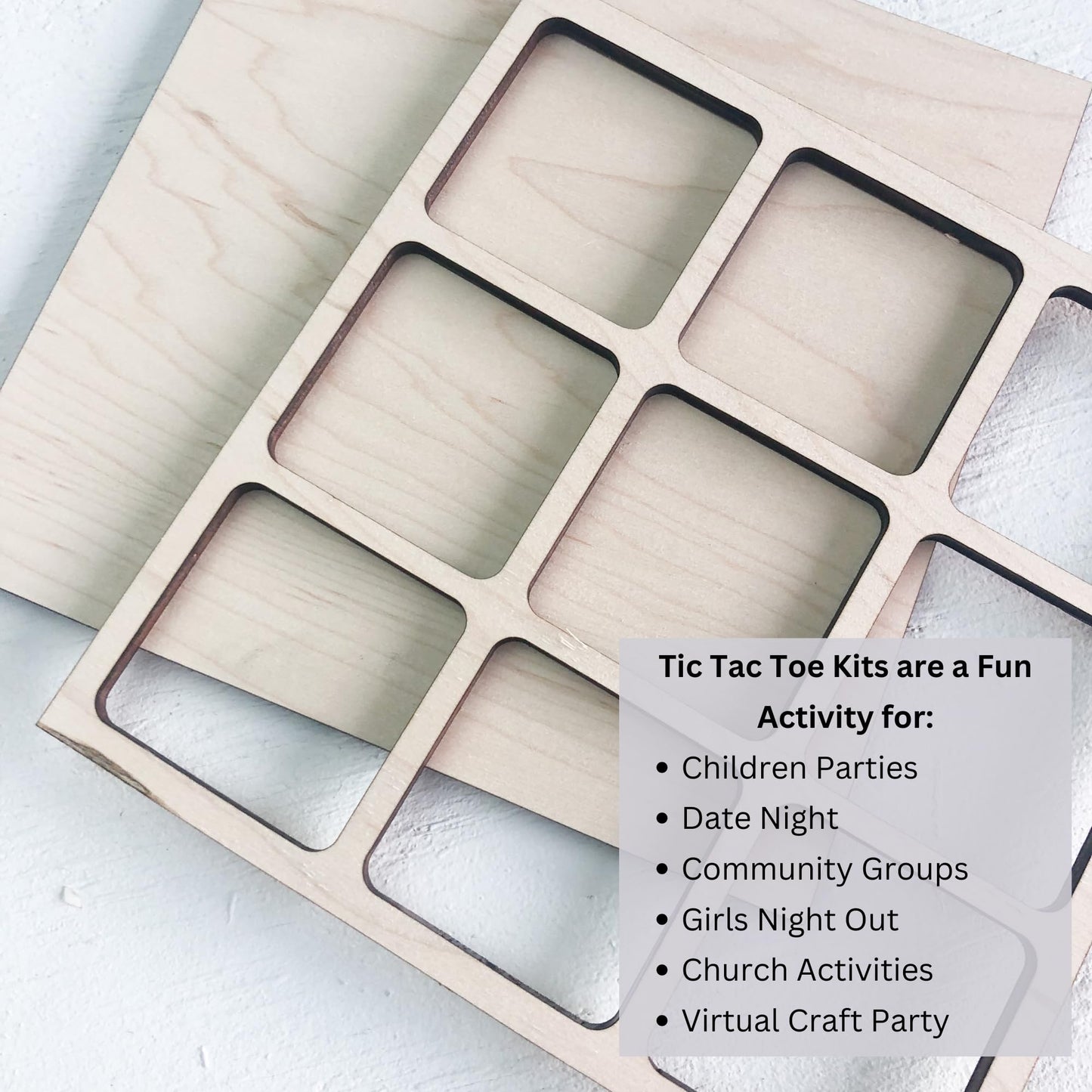 Winter Themed Tic Tac Toe Board Game, 5X5 Inches Unfinished Wood Diy Painting Craft Kit For Kids With Wooden Christmas Snowflake