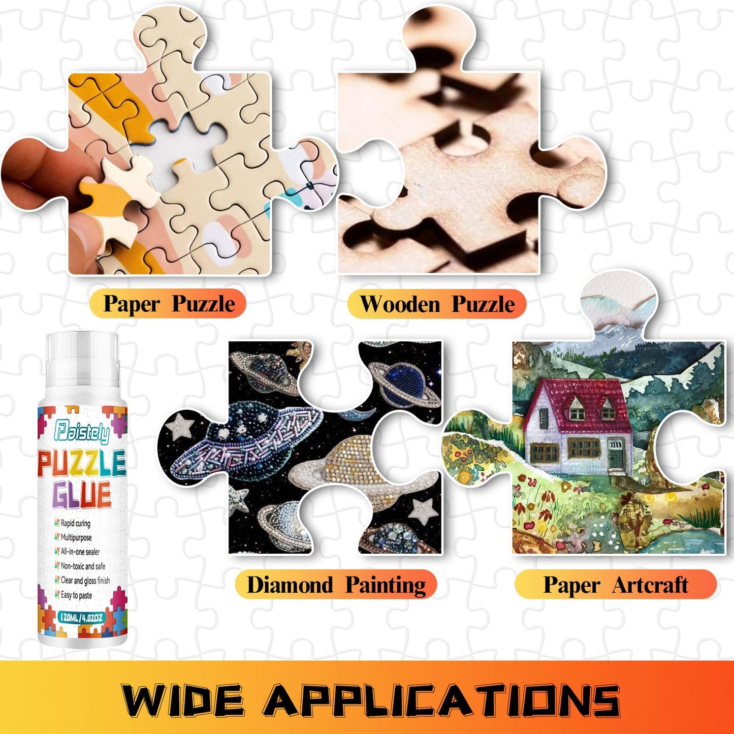 Puzzle Glue With New Sponge Head, Suitable For 1000/3000/5000 Pieces Of Paper And Wood Puzzles, Clear Quick Dry Jigsaw Puzzle Gl