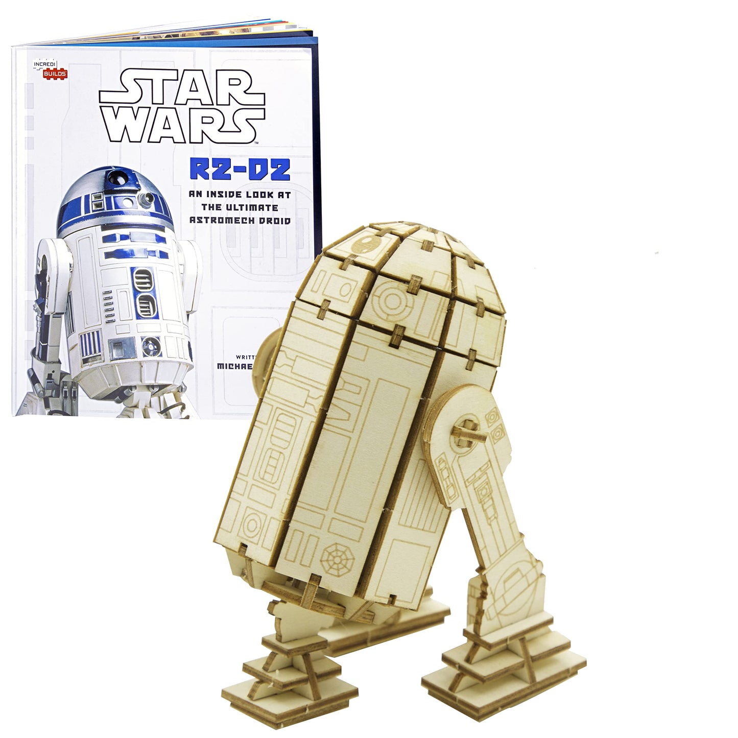 Star Wars R2-D2 3D Wood Puzzle & Model Figure Kit (81 Pcs) - Build & Paint Your Own 3-D Movie Replica R2D2 Droid Toy, No Glue Required - Easter Basket Gift For Kids, Teens, Adults 12+